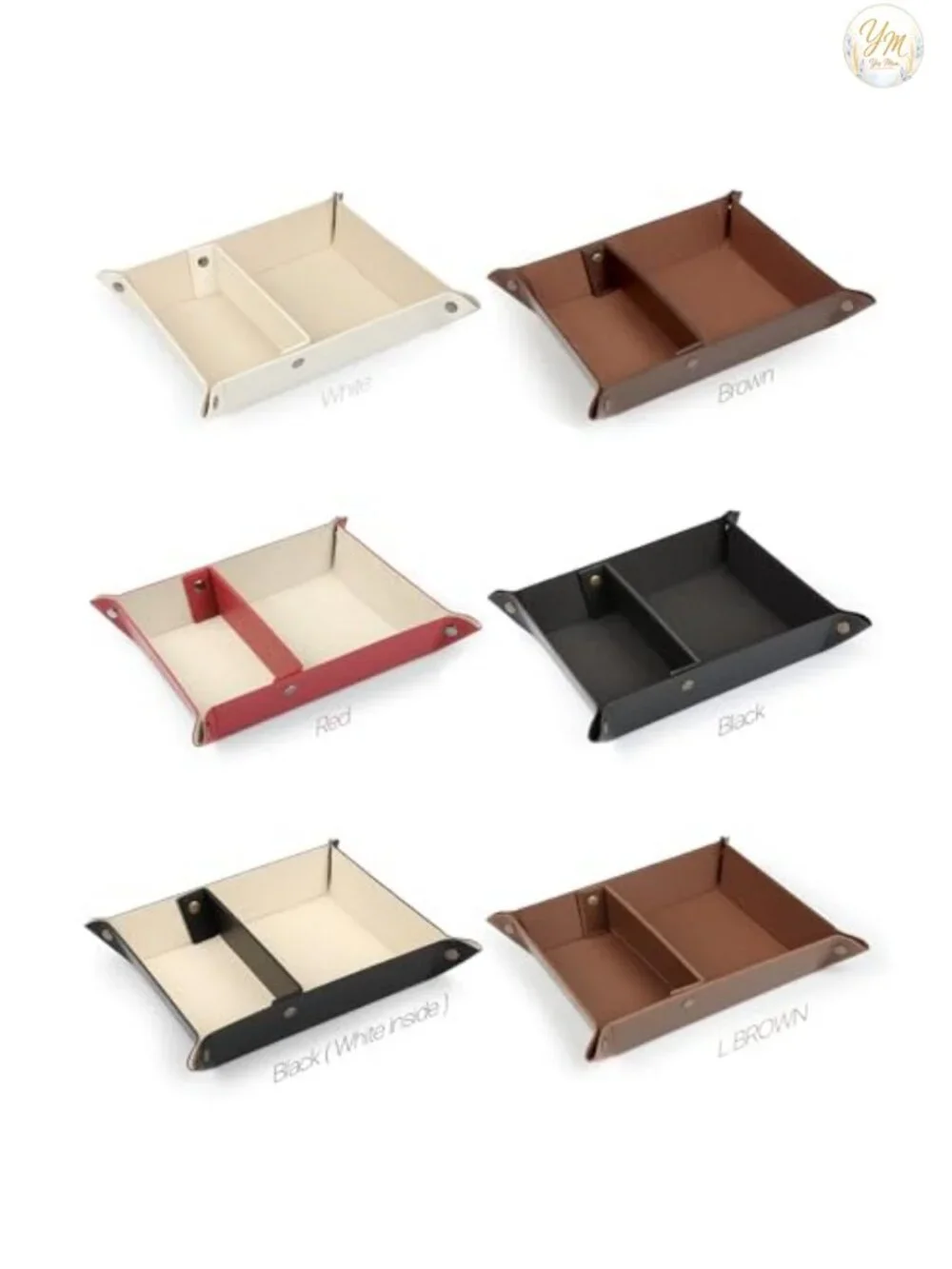 PU Leather Valet Tray for Men, EDC Catchall, Folds Flat for Travel, Nightstand
